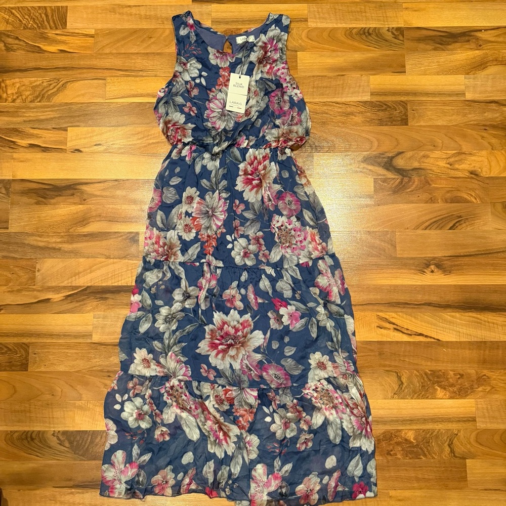 LARA G women’s floral silk blend dress light weight NWT medium wedding